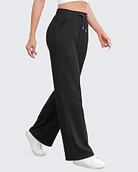 G4Free Black Wide Leg Pants for Women Sweatpants