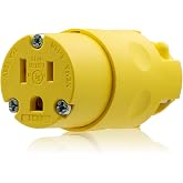ELEGRP 15 Amp 125 Volt NEMA 5-15R 2 Pole 3 Wire Grounding Straight Blade Electrical Connector Replacement Cord Outlet Commercial Grade, Yellow, 1 Pack
