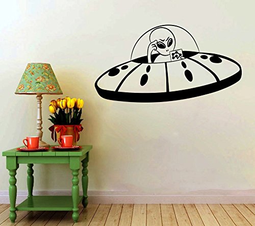 Alien Flying Saucer Wall Decal UFO Vinyl Sticker Home Children's Room Cartoon Cosmic Decoration Extraterrestrial Interior Vinyl Pattern (2ain) / Shipping from USA by Kellysdesigns /