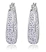 Carly Creations Women's Silver Plated Genuine Crystal Hoop Earring - Clear