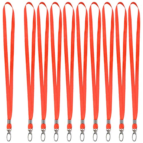 10Pcs Swivel Metal Clip Neck Strap Lanyards, Office Badge Holder for Staff ID Card, Durable Nylon Lanyards for Camera Keychain (Red)