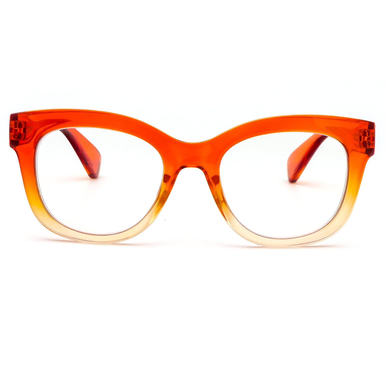 MMOWW Oversized Reading Glasses for Women Blue Light Blocking with Spring Hinge Computer Readers Ladies (Gradient Orange, +3.0) — image 1