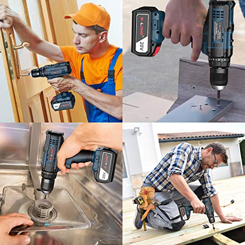 20V Cordless Drill with 2 Batteries and Charger，1/2 Inch Cordless Drill Set,Variable Speed Drill Driver Cordless by S-LONG - Thumbnail 7