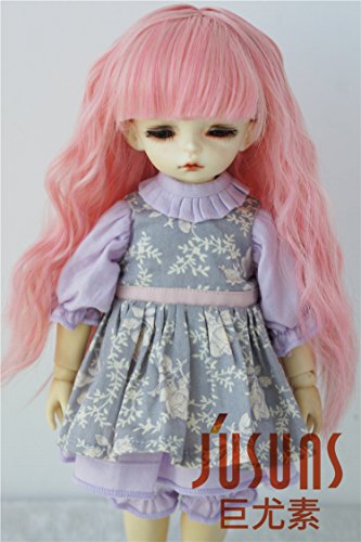 JD223 6-7inch 16-18CM Blend pink Soft Sobazu doll wigs 1/6 YOSD heat resistance slight wave BJD doll hair Resin doll accessories