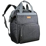 Diaper Bag Backpack, HapTim Large Multifunction Travel Back Pack Maternity Baby Nappy Changing Bags with Stroller Straps Insulated Pouches (Dark Gray 5337)
