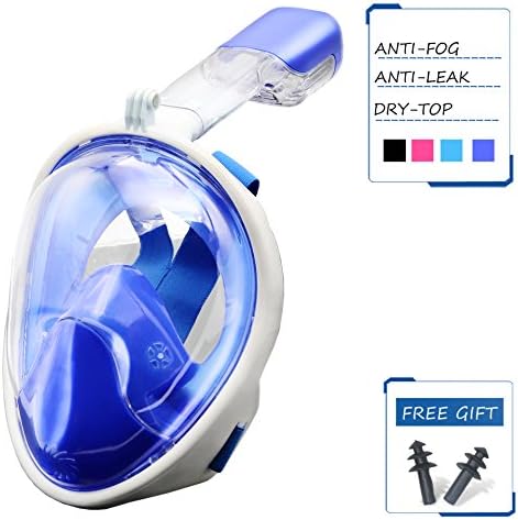 Full Face Snorkel Mask with 180° Large View GoPro Panoramic Full Face Snorkeling Mask Easy Breathe with Anti Fog & Anti Leak Design for Adults Men Women Teenagers and Kids