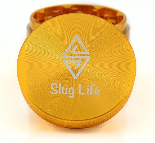 Slug Life Herb Grinder 4 Parts 2.5 Inch with Pollen Catcher (Gold)