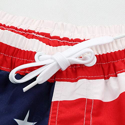 TOTOD Shorts Women Casual Beach Pants American Flag Stripes Stars Print Home Sweatpants Leisure Wild White - Thumbnail 3