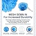 Loofah Bath Sponge, Shower Sponge (Larger 5-Inch Size) Long-Lasting Loofah Won't Fall Apart - Mesh Scrub Scrubber Bathing Sponge Exfoliator (1 Pack, Blue)