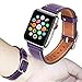 Band for Apple Watch 38mm, Guangzhi Genuine Leather Wrist Staps Replacement Band with Square Buckle Clasp for iWatch Series 1 / 2 / 3, Sport, Edition,38mm,Purple