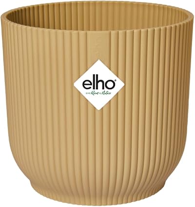 elho Vibes Fold Round 16 Flower Pot 100% Recycled Plastic Yellow Ø16.1 x H14.8