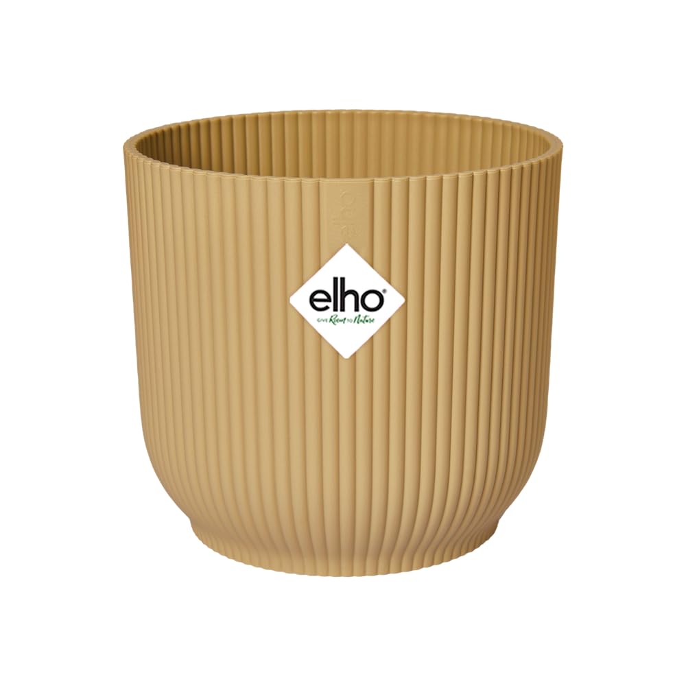 elho Vibes Fold Round 18 - Flower Pot from 100% Recycled Plastic - Indoor plant pot - Ø 18.4 x H 16.8 cm - Yellow/Butter Yellow