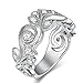 Newshe Jewellery White CZ Solid 925 Sterling Silver Flower Wedding Band Eternity Engagement Ring