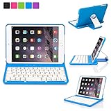 Luxmo Aluminum 360 Swivel Rotating Stand Case Cover Built-in Bluetooth Keyboard for Ipad Mini & iPad Mini with Retina Display Blue