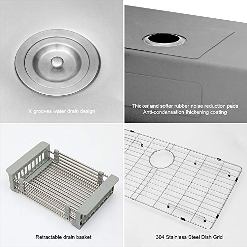 Logmey 25x22 Inch Kitchen Sink Drop-in Topmount 18 Gauge Single Bowl Stainless Steel Bar Sinks
