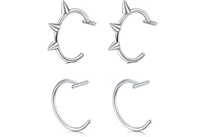 QWALIT Fake Nose Ring Fake Lip Piercing Fake Lip Ring Fake Nose Ring Hoop Fake Snake Bites Fake Lip Piercings Faux Lip Rings Fake Nose Piercing Clip on Nose Ring Spring