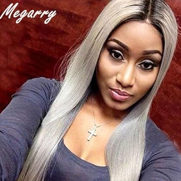 Amazon Com Human Hair 1b Grey Wigs Silky Straight Brazilian