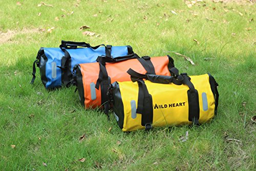 WILD HEART Waterproof Bag Duffel Bag 30L with Welded Seams Shoulder Straps, Mesh Pocket for Kayaking, Camping, Boating,Bycycle,Motorcycle (Orange, 30L) - Thumbnail 5