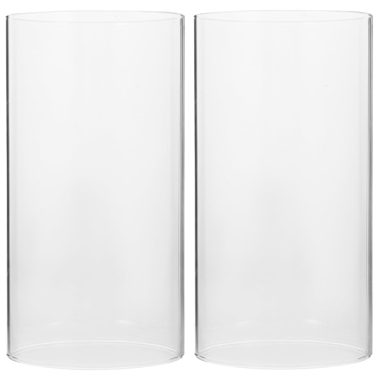 FOMIYES Chimney Tube Sleeves Glass Candle Holder Sleeve Dome: 2pcs Clear High Borosilicate Glass Shade Cylinder Floating Pillar Candle Holder for Wedding Centerpiece 8×15cm