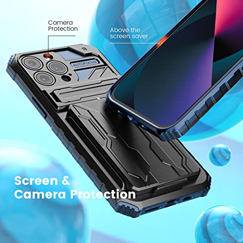 Dawngrey Card Holder Compatible with iPhone 13 Pro Detachable Wallet Case for Slot Kickstand Heavy Duty and Camera Shockproof Protection Phone case ID Cash Credit Cards Pocket. 6.1 inch (Blue)