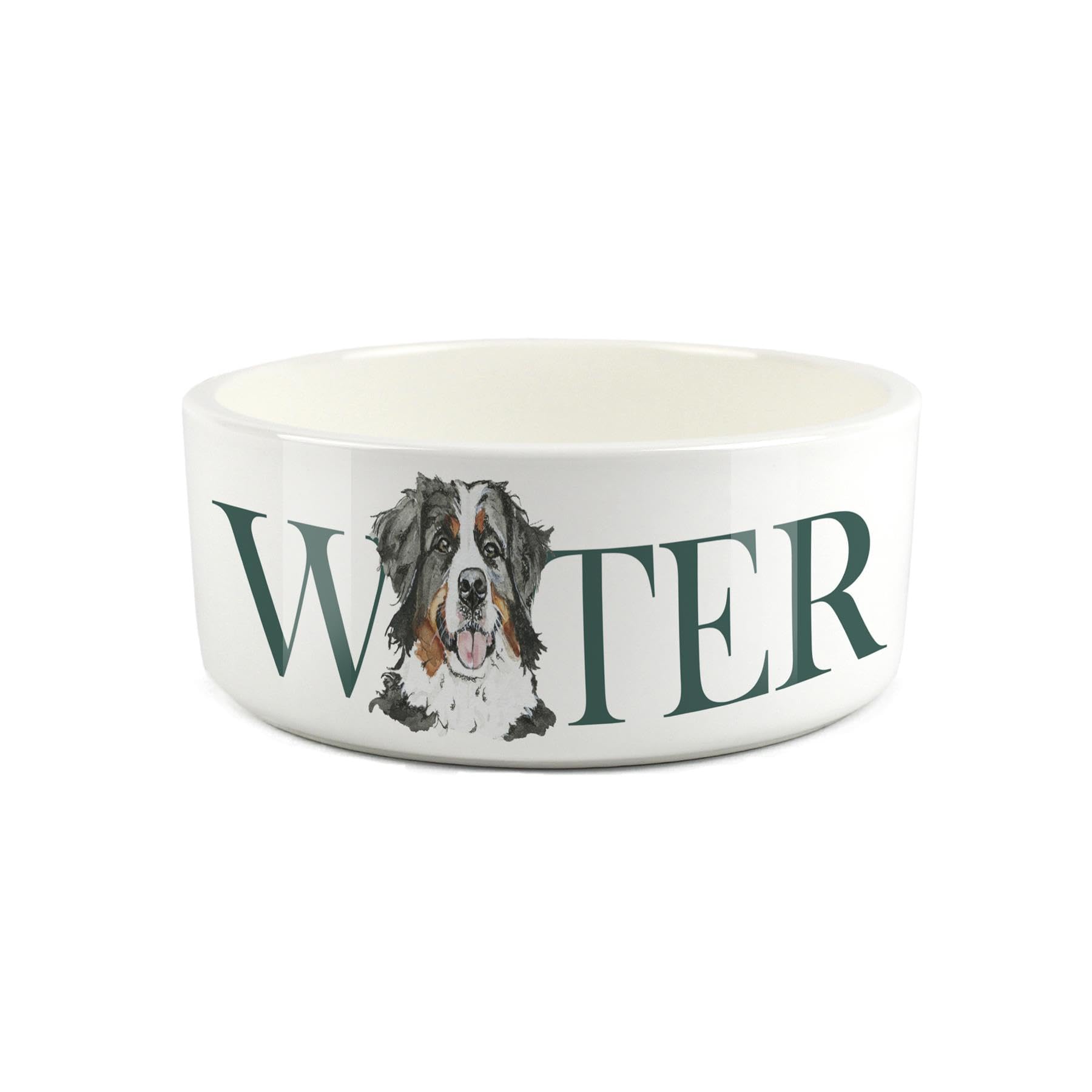 Bernese Mountain Dog Pet Bowl - Painted Dog Portrait by Rhianon Chauncey - Large Ceramic Dog Water Bowl/Dish Gift for Dogs