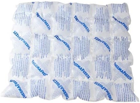 ThermaFreeze Ice Pack - Reusable Ice Sheets – Better than traditional Ice Pack - Reusable, Flexible & Non-Toxic - Ideal as Ice Pack for Lunch Box or Cool Bags – Best Dry Ice Substitute – Dual Functionality can also be used as Heat Pad - Warm Heat Pad for Injuries - Lasting up to 100% longer than ordinary Ice Packs and Gel Packs - 24 Cells x 5 Sheets