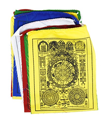 Mudra Crafts Tibetan Buddhist Indoor Outdoor Cotton Affirmation Windhorse Prayer Flags (Bhavacakra Wheel of Life)