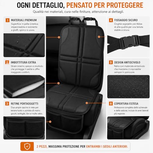 Generico Car Seat Protector, Universal Protective Car Seat Cover, Anti-Scratch and Dirt Resistant Seat Protector for Children, Pets and Daily Use