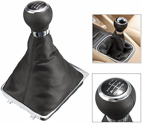 HitommyCar Black PU Leather Gear Shift Stick Knob For 6 Speed FRAME VW PASSAT B6 B7