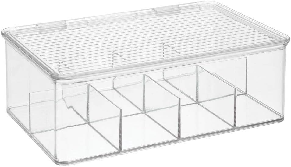 mDesign Plastic First Aid Kit Storage Box for Bathroom, Kitchen, Cabinet, Closet - Organizes Medicine, Ointments, Adhesive Bandages, Dental, Diabetic Supplies - 8 Divided Sections, 2 Pack - Clear: Home & Kitchen