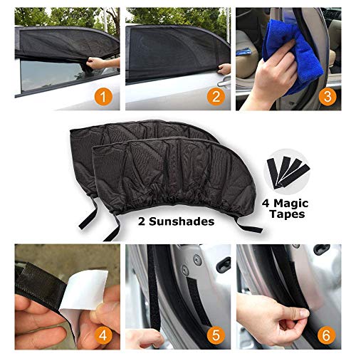 4 Pack Car Side Window Sun Shade, Car Sun Shade Blocking Car Mosquito Net for Baby - Car Side Rear Sun Shade with UV Rays Protection, Fit Most of Vehicle - 2 Pack for Front Window and 2 Pack for Back - Thumbnail 7