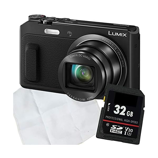 1A PHOTO PORST Starter Angebot Panasonic Lumix DMC-TZ58EG-K Schwarz+ SD 32GB Speicherkarte+ Mikrofasertuch