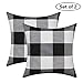 Burlap Farmhouse Decor Buffalo Checkers Plaid Cotton Linen Decorative Throw Pillow Cover Rustic Cushion Cover Pillowcase for Sofa 18 x 18 Inch, Set of 2 (Black/White, 18