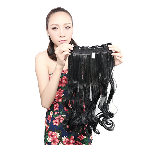 Neitsi 1pc 110g 22" 3/4 Full Head 5clips Kanekalon Synthetic Braiding Hair Pieces Clip In/on Wavy Extensions (1#) - Thumbnail 3