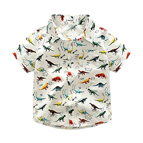 Kimocat Baby Boys Summer Short Sleeve Cartoon Printed Shirt