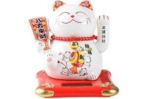 XIZHI 5 1/2”Maneki Neko-Solar Waving Cat,Good Lucky Cat Waving Cats Placed On The Car, Desk Or Bedside for Home or Office, Gift for Friends or Colleagues