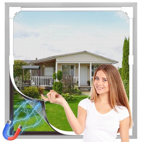 OWYR Fibreglass Magnetic Window Mosquito Net 150 x 180 cm, Customisable with Removable Frame: Easy Installation, Universal for All Windows
