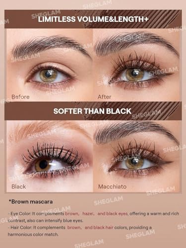 SHEGLAM All-In-One Volume & Length Mascara, Waterproof, Macchiato