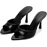 Wnshonzy Heeled Sandals For Women Pointed Open Toe High Heels Stiletto Pumps Mule Slip on Sexy Trendy Slingback