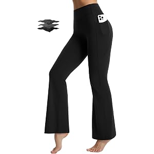 baleaf Flare Leggings for Women Tummy Control with Pockets Yoga Pants High Waisted No Front Seam Bootcut Pants