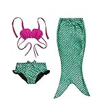 PGXT Girls 3 Pcs Princess Mermaid Tail Swimwear Swimsuit Bikini Set Green 1 M
