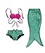 PGXT Girls 3 Pcs Princess Mermaid Tail Swimwear Swimsuit Bikini Set Green 1 L