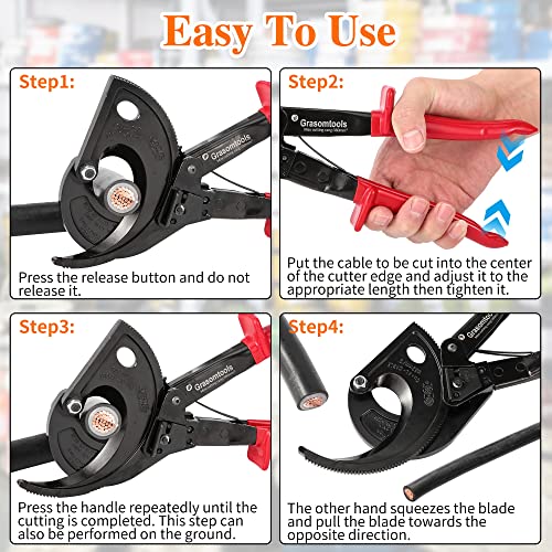 Ratchet Cable Cutter, Ratchet Cable Cutter and Cable Cutter up to 400mm², HS520A Heavy Duty Aluminum Copper