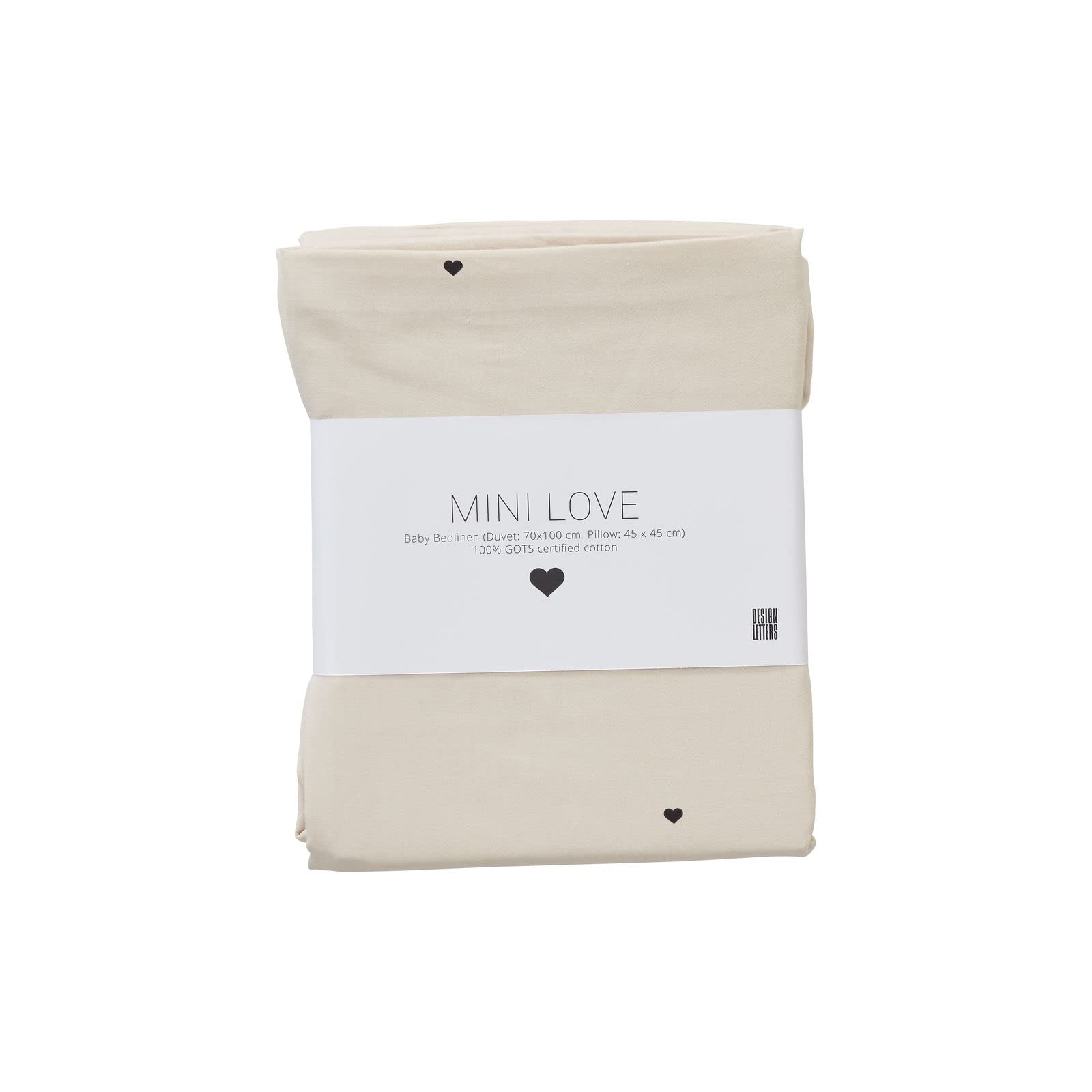 Design Letters Mini children's bed linen 100 x 140 cm + pillowcase 44 x 45 cm beige | 100% GOTS Certified Organic Cotton | Invisible zipper closure.