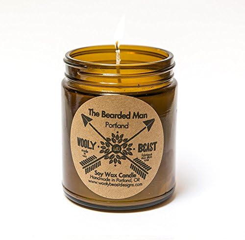THE BEARDED MAN Soy Wax Candle by Wooly Beast - Portland Collection Made in Portland, Eco-Friendly, Vegan, Non-Toxic