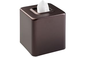 mDesign Metal Square Tissue Box Cover, Modern Facial Paper Holder - Accessories for Bathroom Vanity Countertop, Bedroom Dresser, Night Stand, Desk, Office and End Table - Unity Collection - Bronze