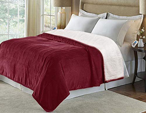 Electric Blanket MicroPlush Sherpa and Reversible Flannel Washable Comfortable with 4 Heat Settings/Safety 10 Hours Auto-Off Dual Controllers - Thumbnail 6