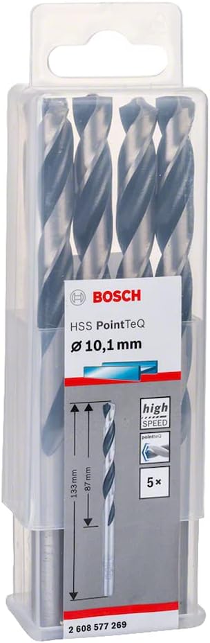 Bosch PointTeQ HSS Twist Drill Bit 5pc 10.1 x 87 x 133 mm