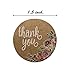Brown Kraft Floral Thank You Stickers / 1000 Thanks Flowers Labels Roll / 1.5