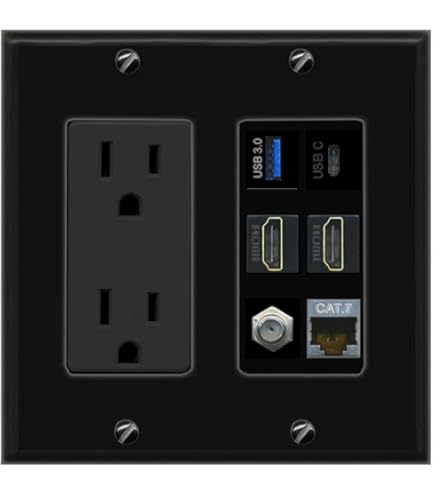 ZdyCGTime HDMI Keystone Jack Inserts, (2-Pack) HDMI Keystone Femelle Vers Femelle Coupleur Snap-in Pour Plaque Murale – Noir